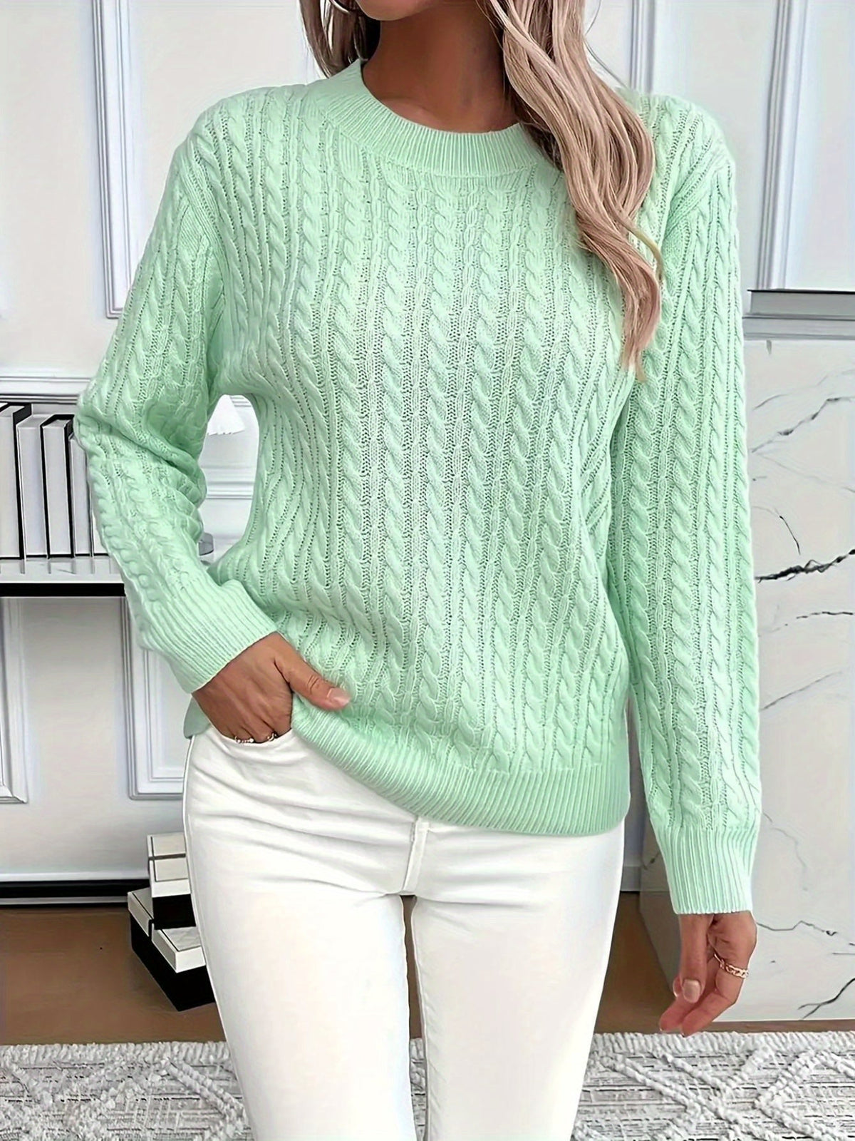Jersey acogedor de cuello redondo