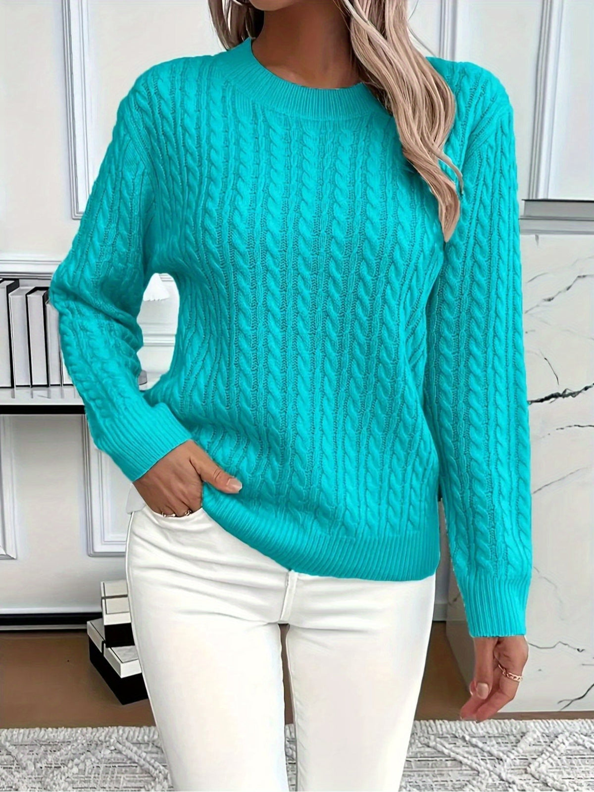 Jersey acogedor de cuello redondo