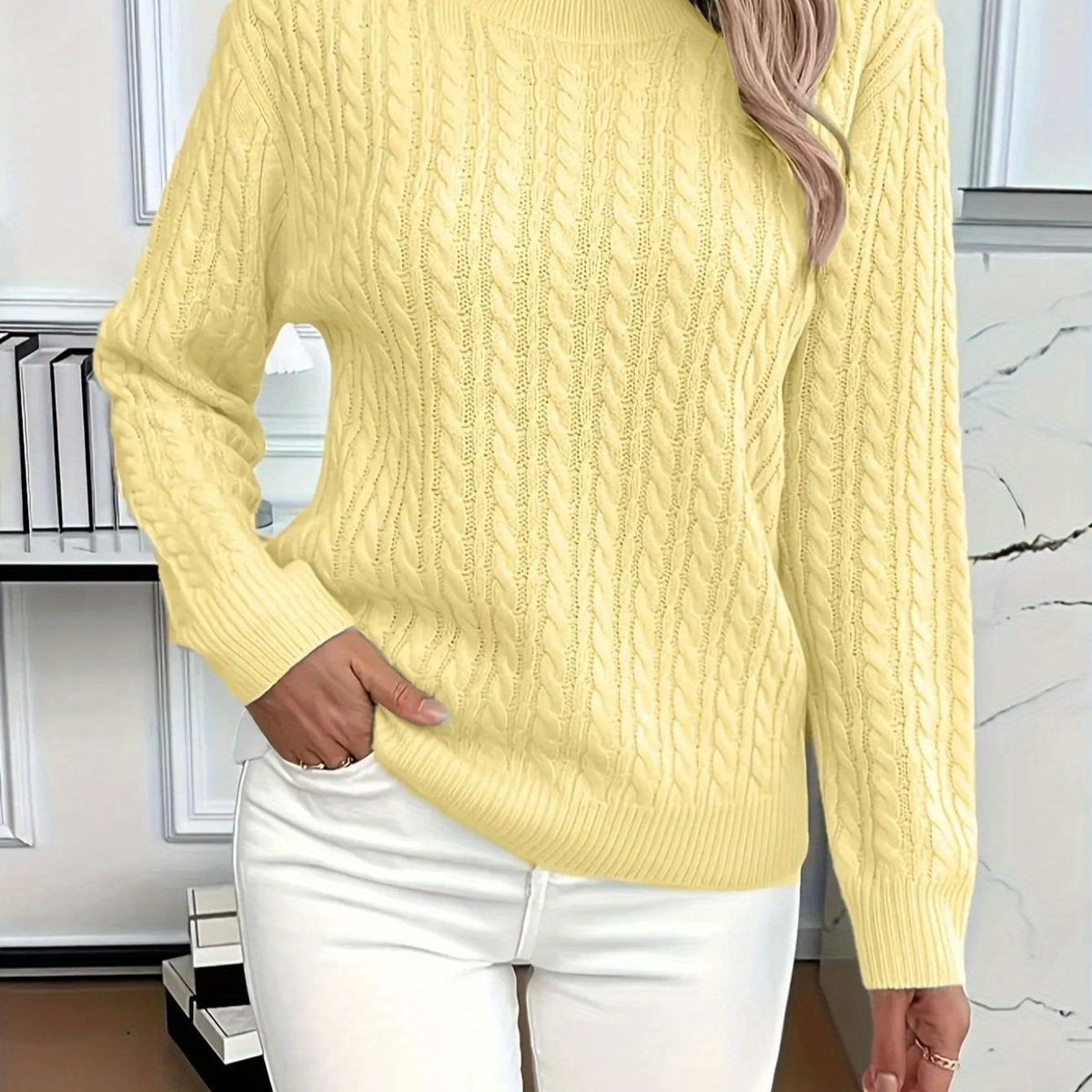 Jersey acogedor de cuello redondo