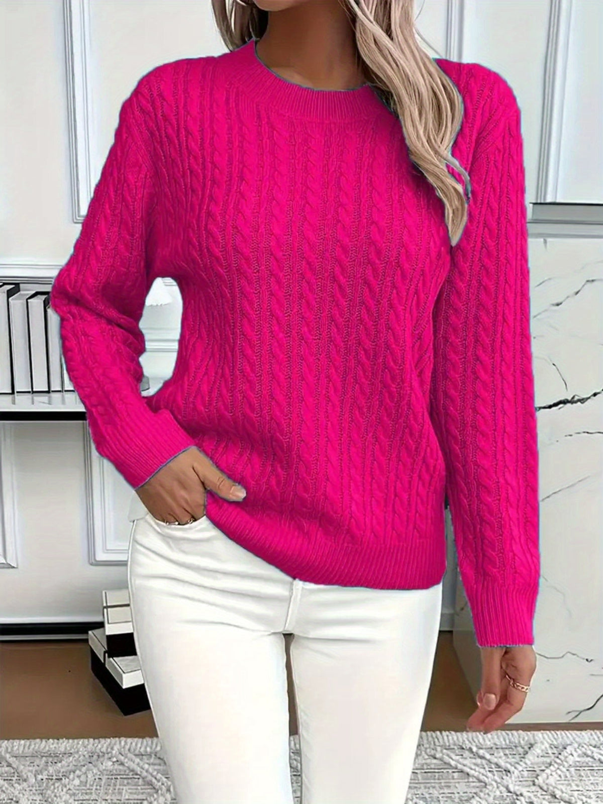 Jersey acogedor de cuello redondo