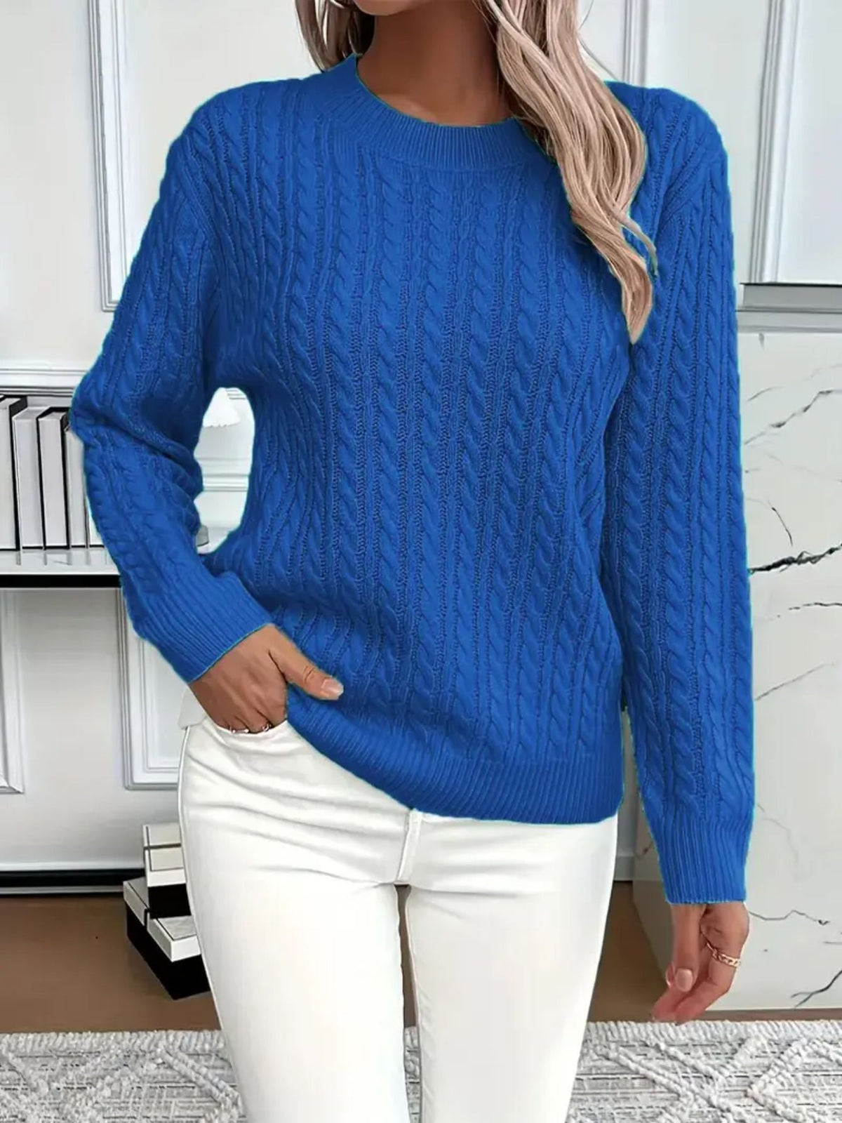 Jersey acogedor de cuello redondo