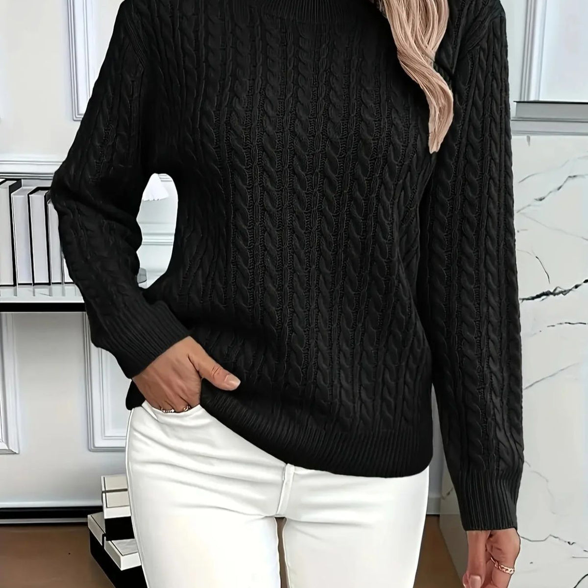 Jersey acogedor de cuello redondo
