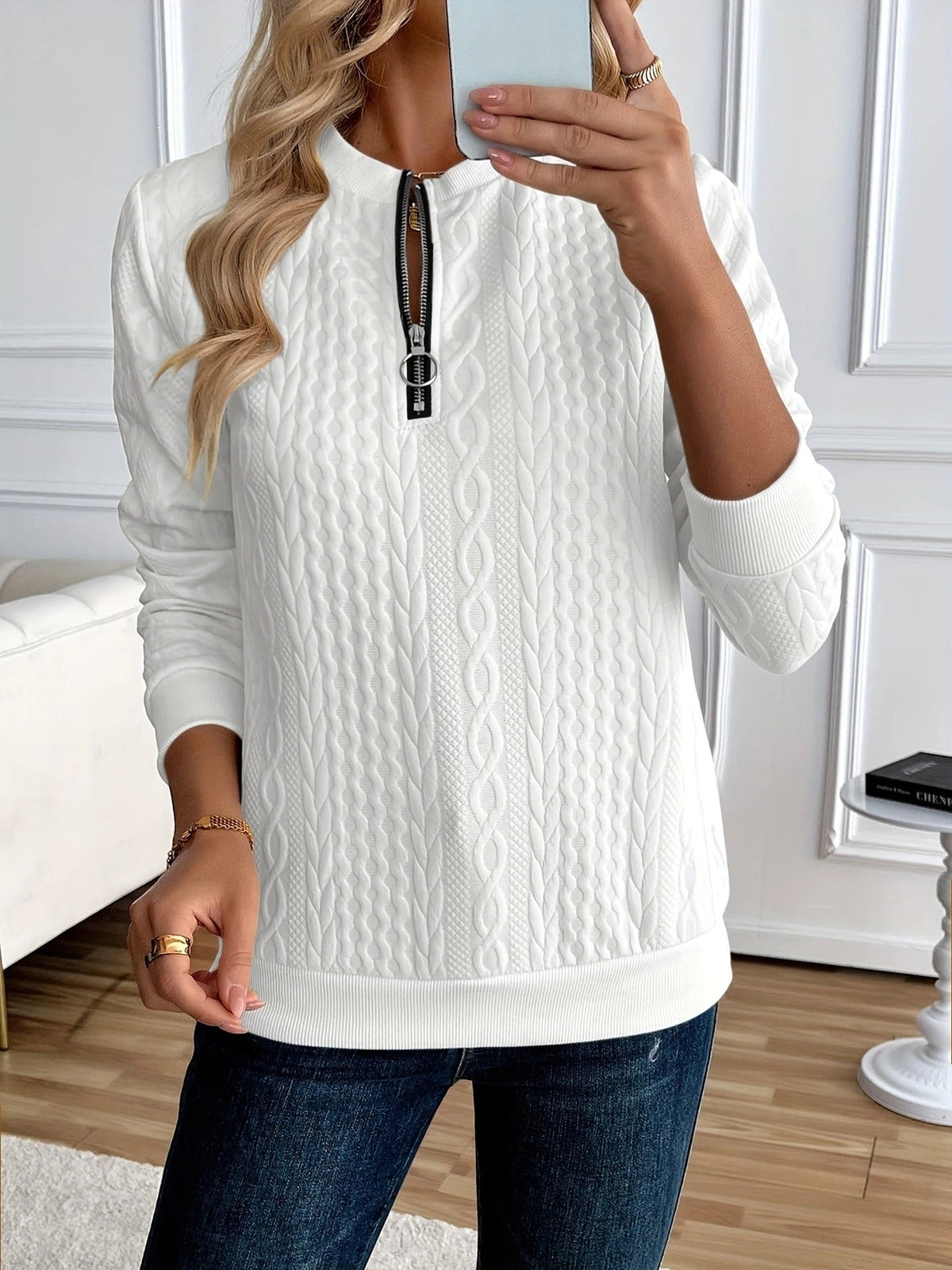 Jersey texturizado con cremallera
