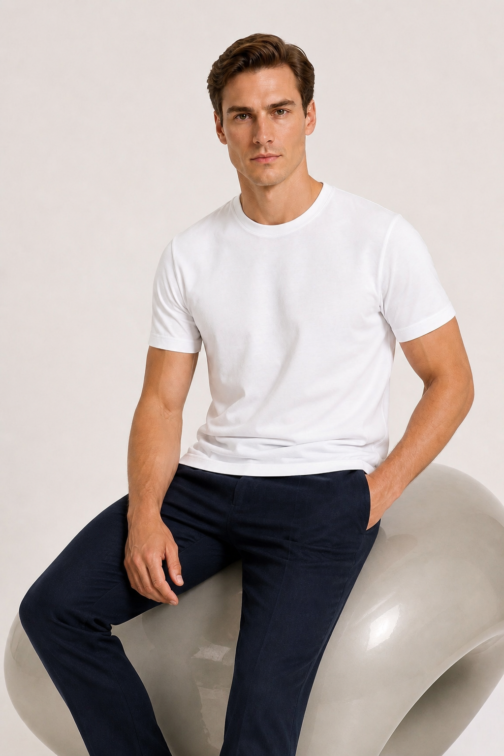 Alessio | Camiseta de Algodón Mercerizado Blanca
