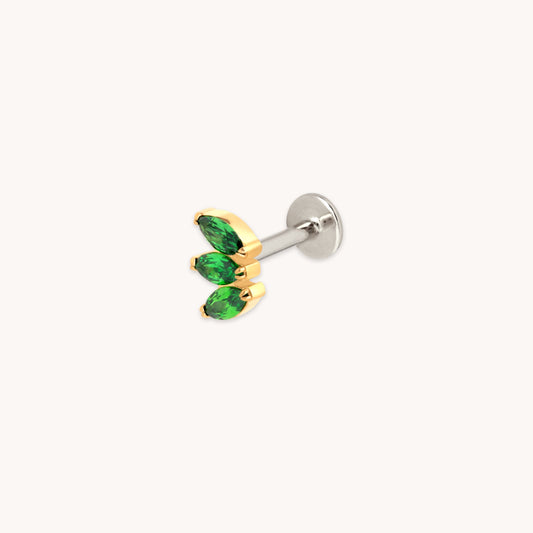 Verde Marquesa Abanico Titanio Pendiente Piercing en Oro