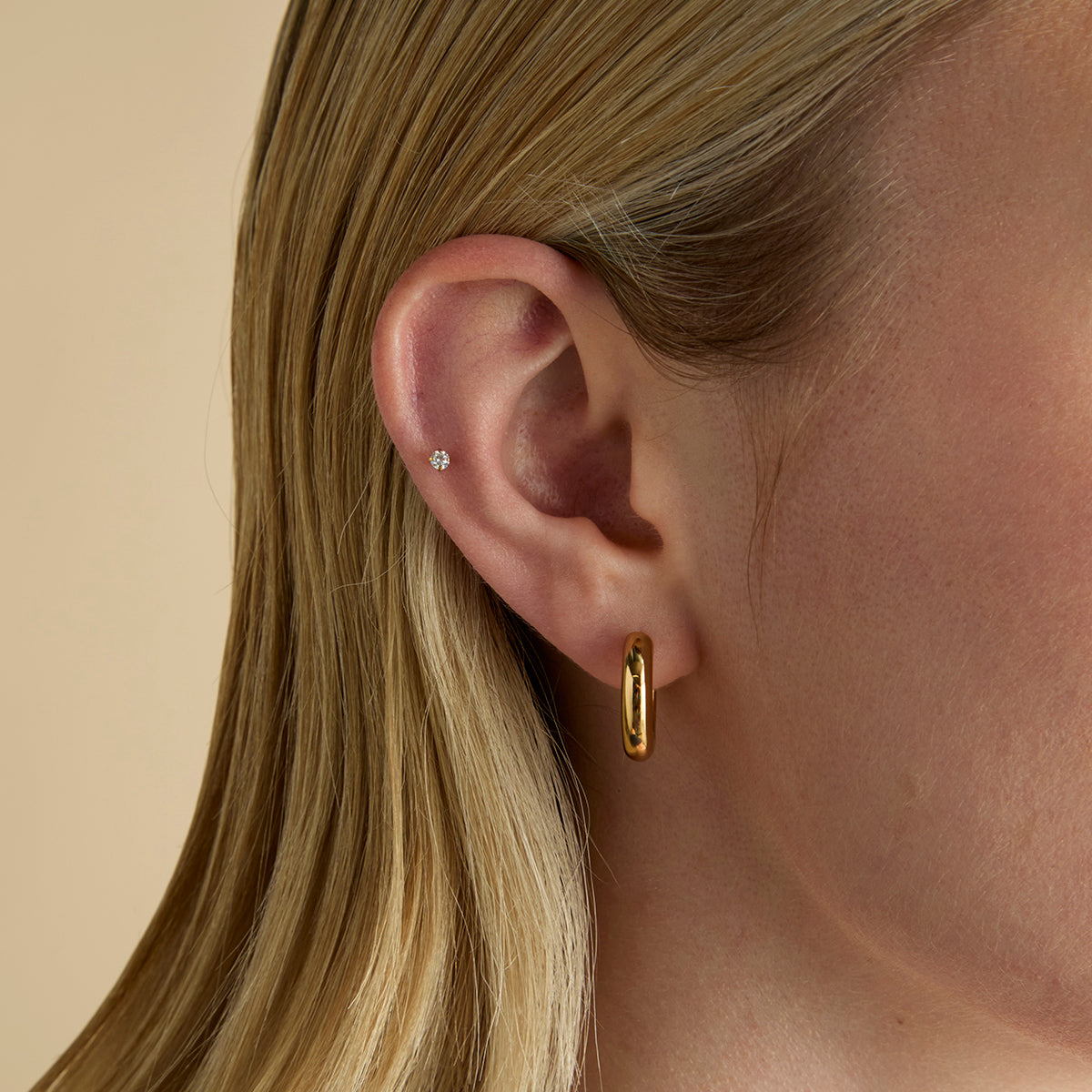 Micro Cristal Titanio Pendiente Piercing en Oro