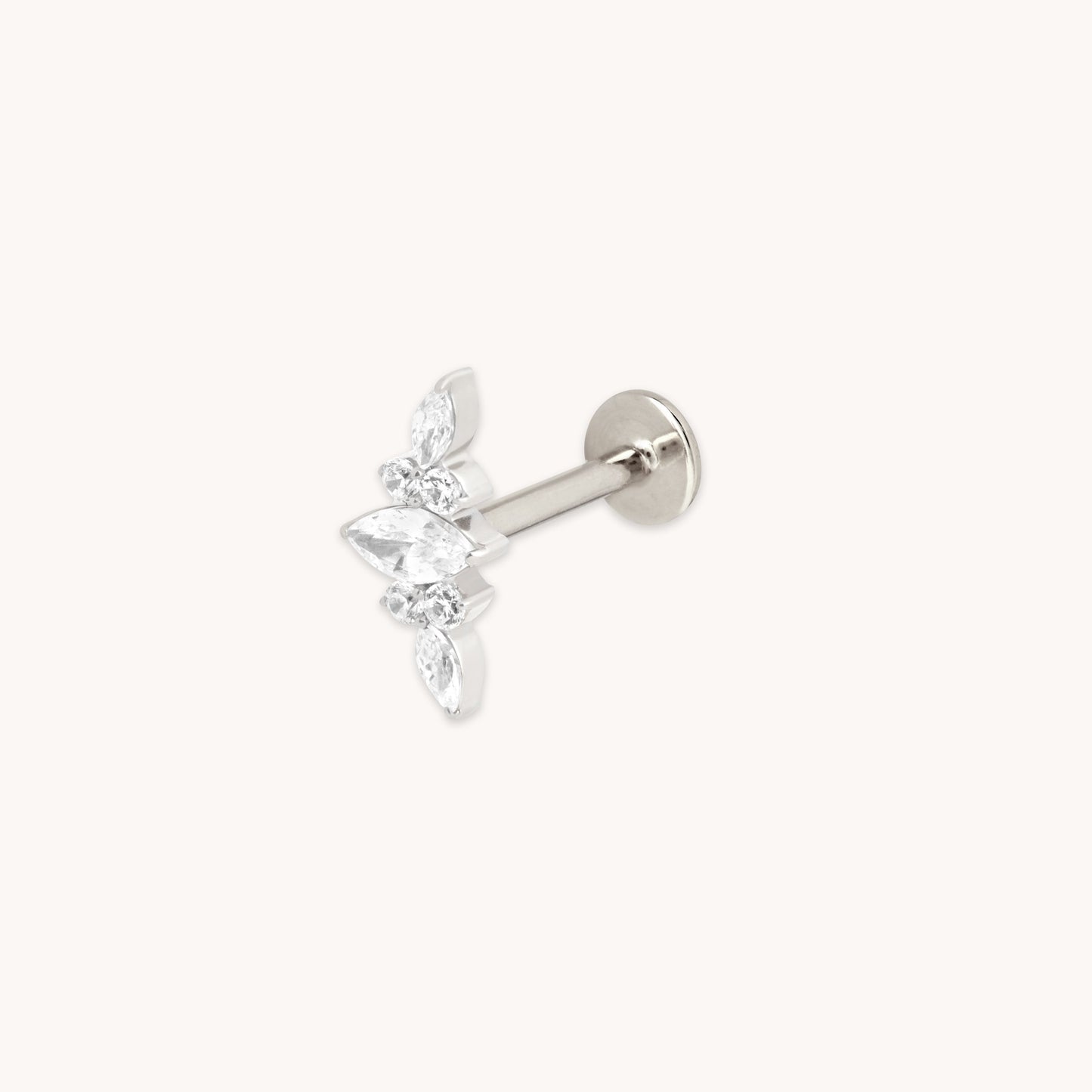 Cristal Racimo Titanio Pendiente Piercing en Platino