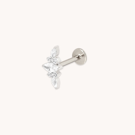 Cristal Racimo Titanio Pendiente Piercing en Platino