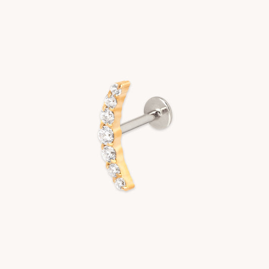 Curvado Cristal Titanio Pendiente Piercing en Oro