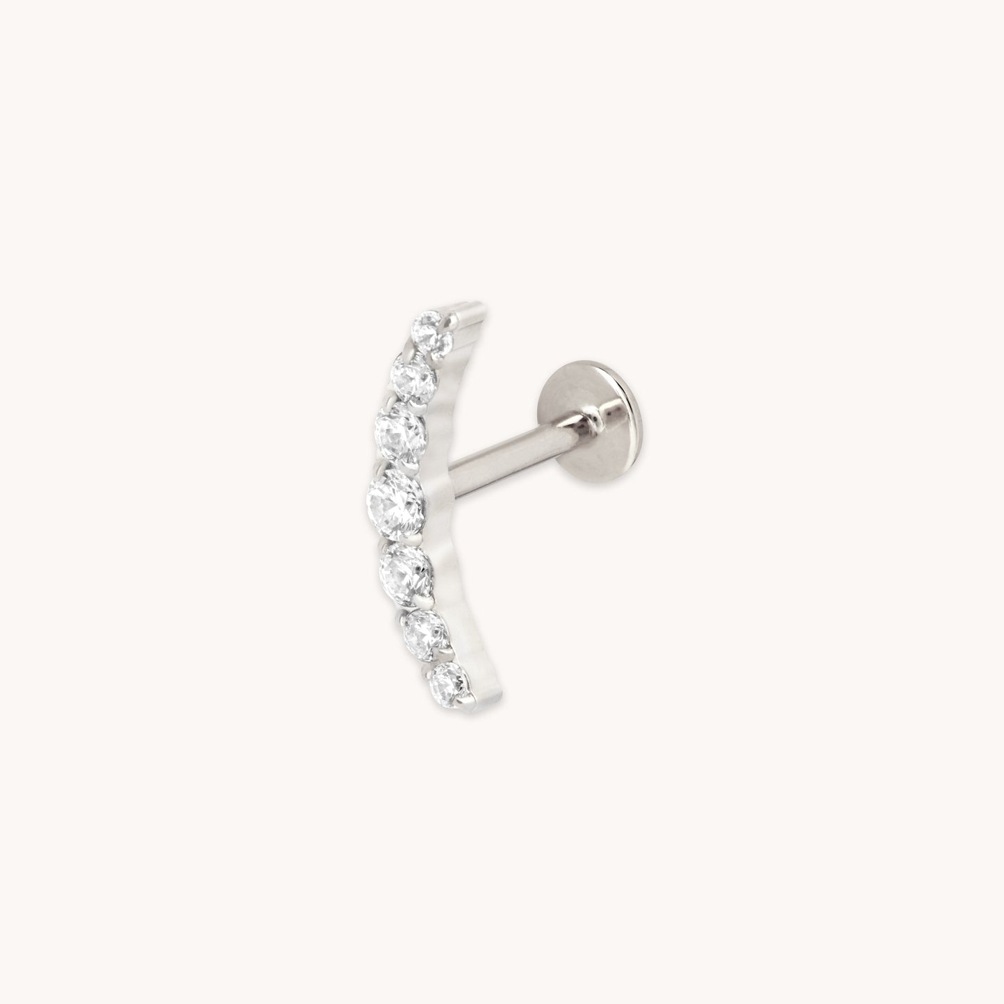 Curvado Cristal Titanio Pendiente Piercing en Platino