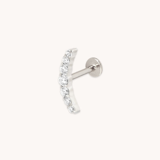 Curvado Cristal Titanio Pendiente Piercing en Platino
