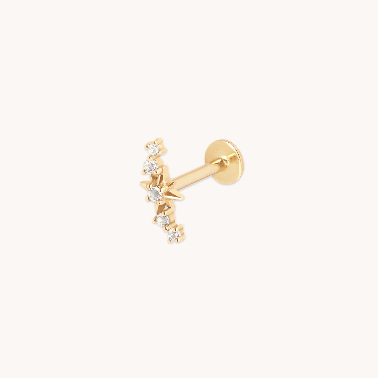 Estrella Curvado Pendiente Piercing en Oro Sólido