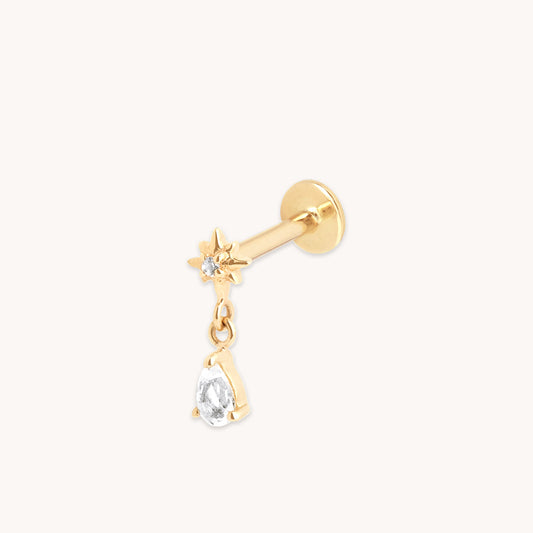 Diamante Colgante Cósmico Pendiente Piercing en Oro Sólido