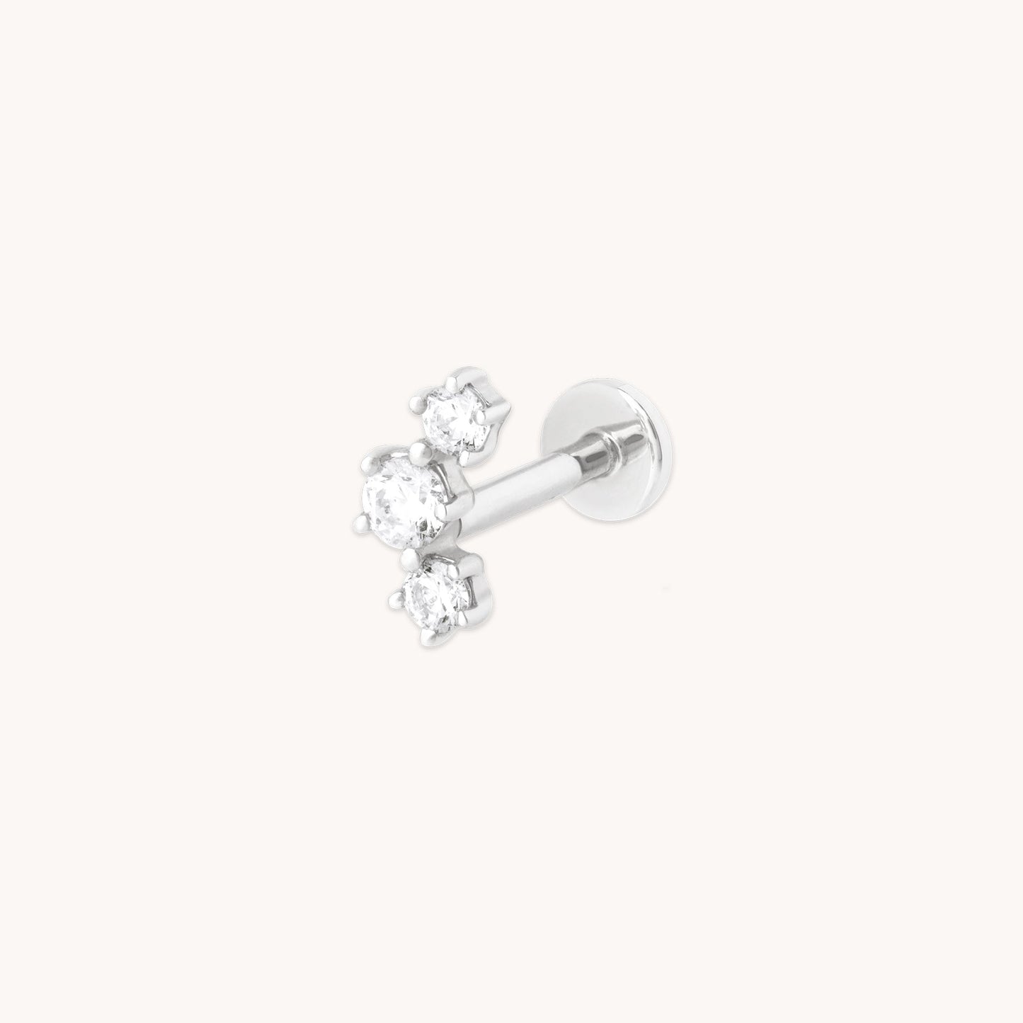 Diamante Curvado Pendiente Piercing en Oro Blanco Sólido