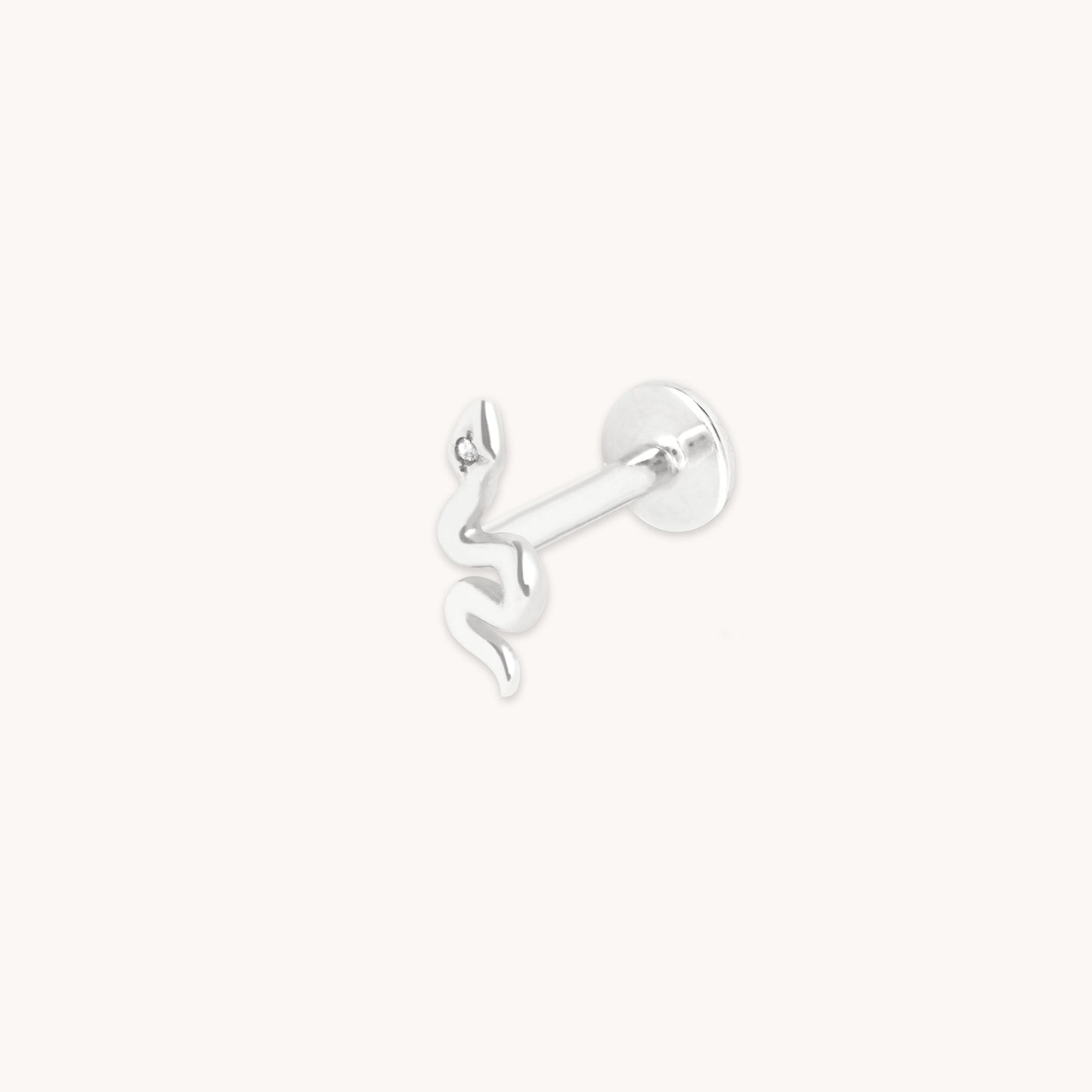 Serpiente Pendiente Piercing en Oro Blanco Sólido