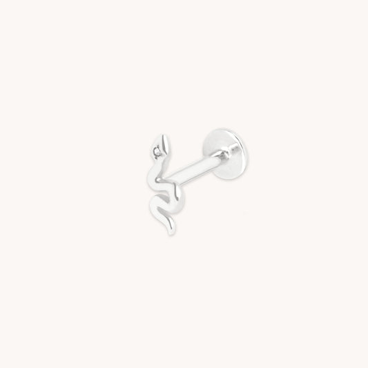 Serpiente Pendiente Piercing en Oro Blanco Sólido