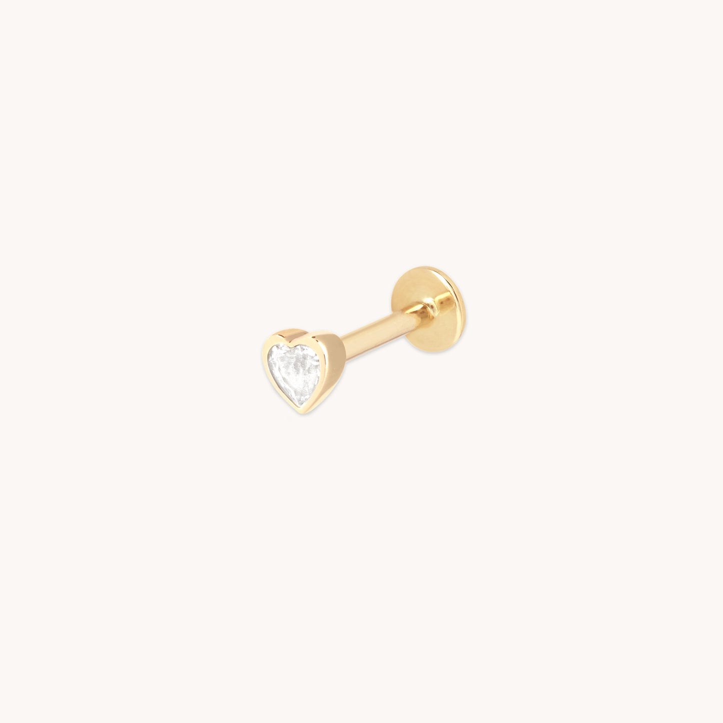 Topacio Blanco Corazón Pendiente Piercing en Oro Sólido