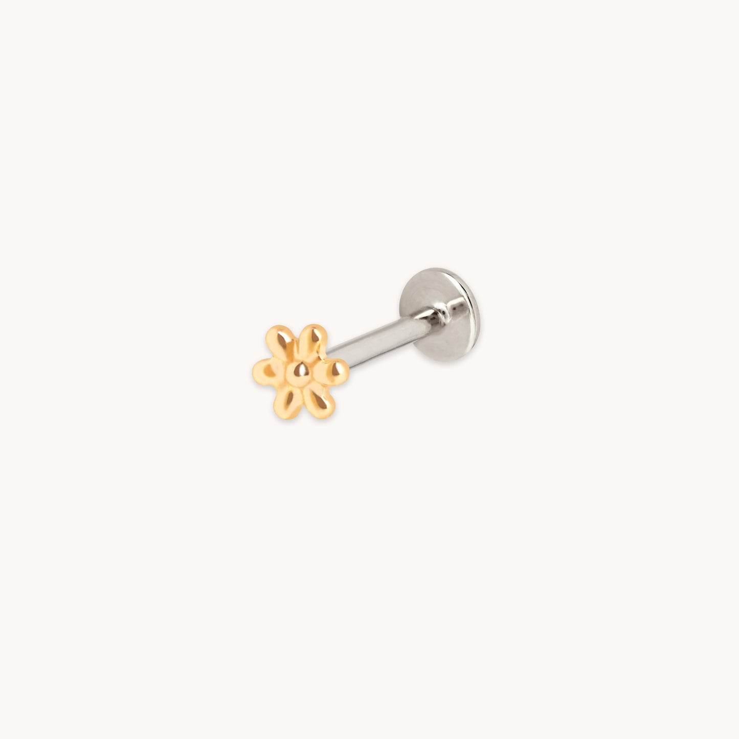 Flor Titanio Pendiente Piercing en Oro