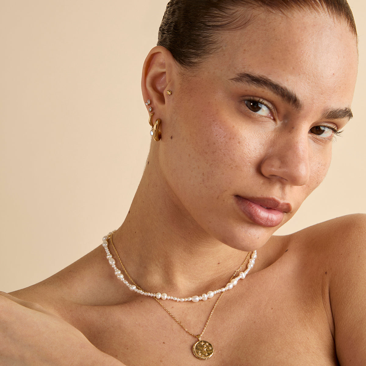 Concha Titanio Pendiente Piercing en Oro