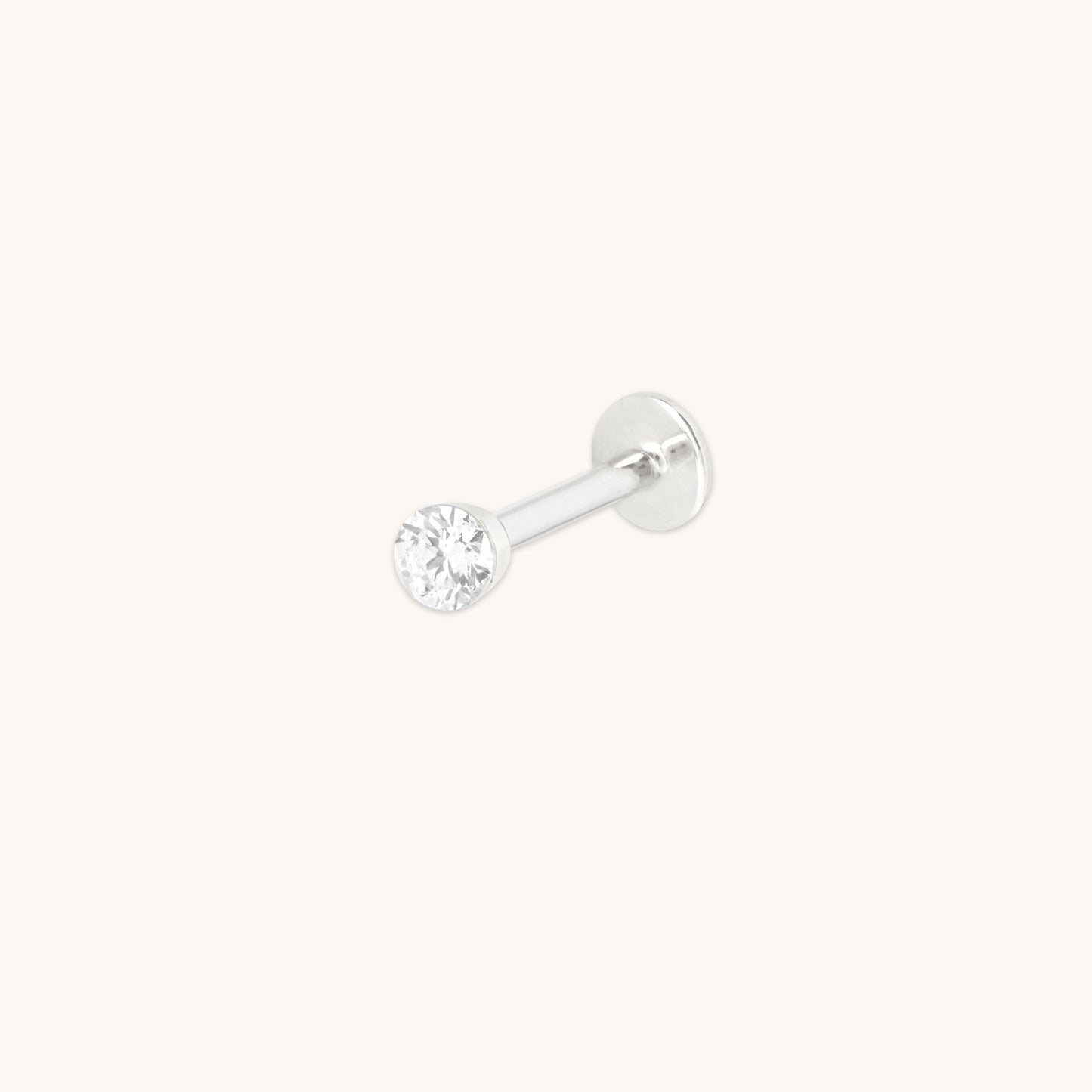 Flotante Diamante Grande Pendiente Piercing en Oro Blanco Sólido