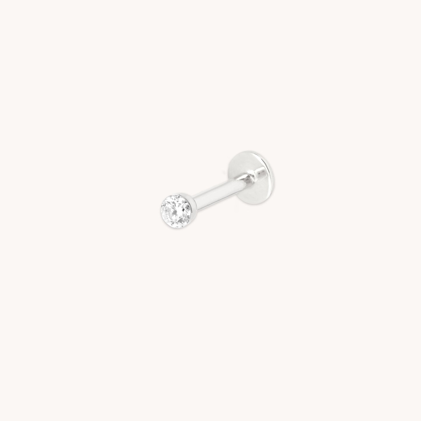 Flotante Diamante Mediano Pendiente Piercing en Oro Blanco Sólido