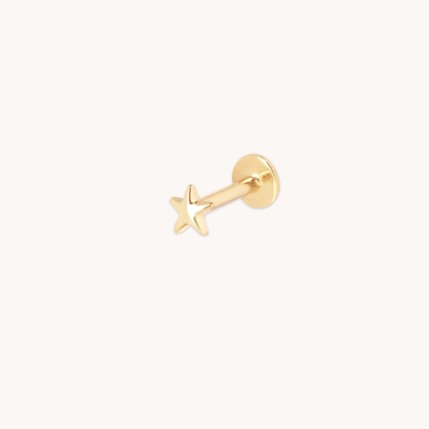 Estrella Pequeño Pendiente Piercing en Oro Sólido