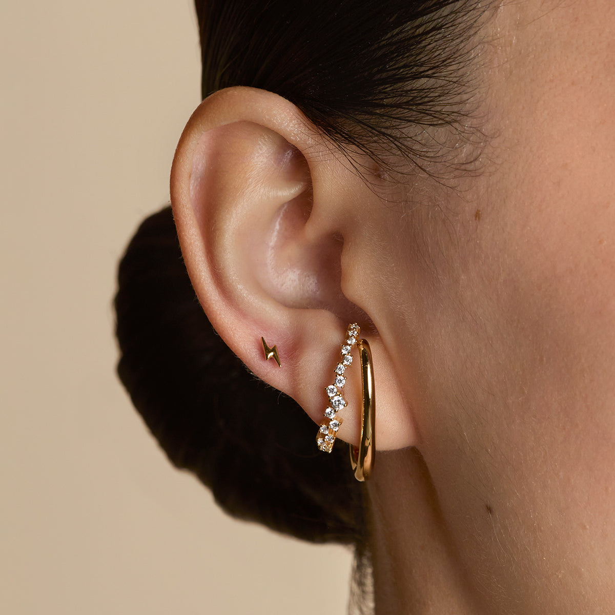 Rayo Titanio Pendiente Piercing en Oro