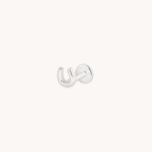 Horseshoe Piercing Stud in Solid White Gold