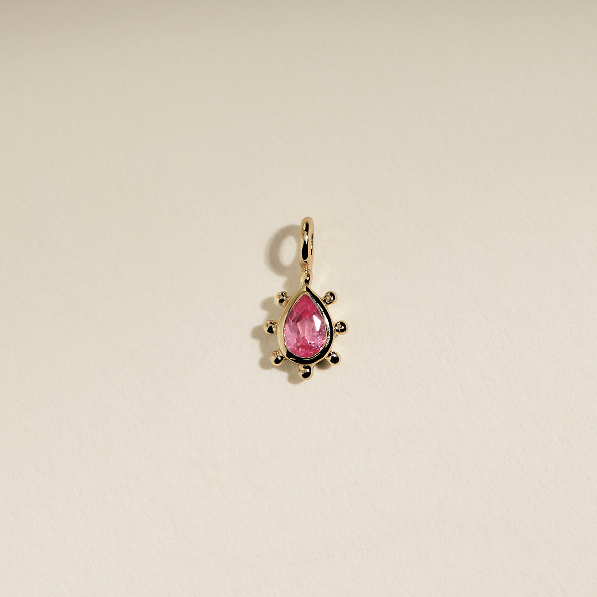 Pink Sapphire Beaded Charm 9k Gold