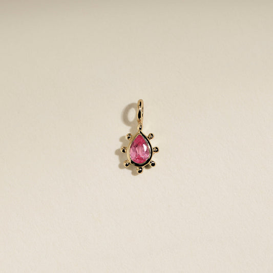 Pink Sapphire Beaded Charm 9k Gold