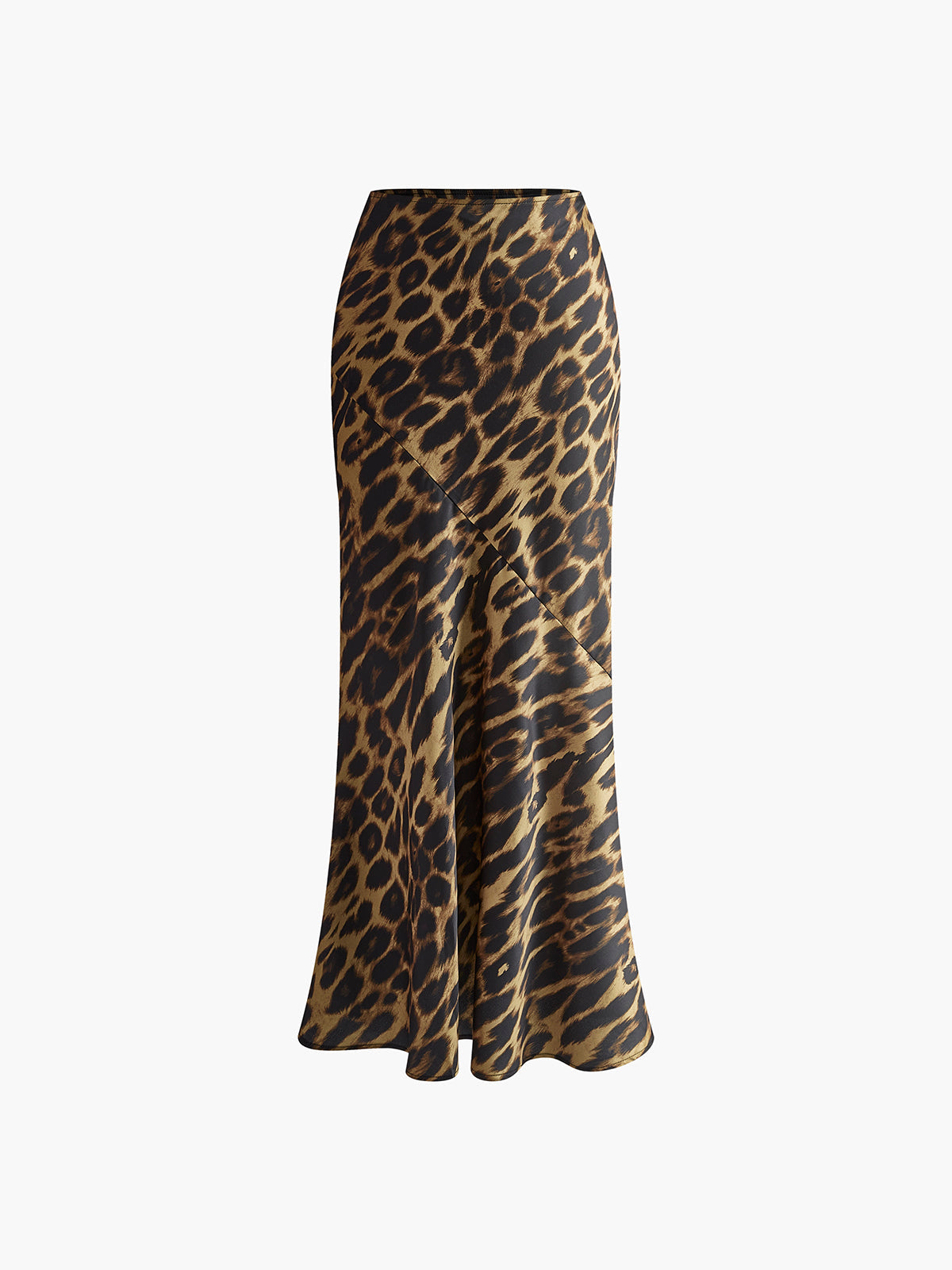 Falda Larga Ajustada de Leopardo