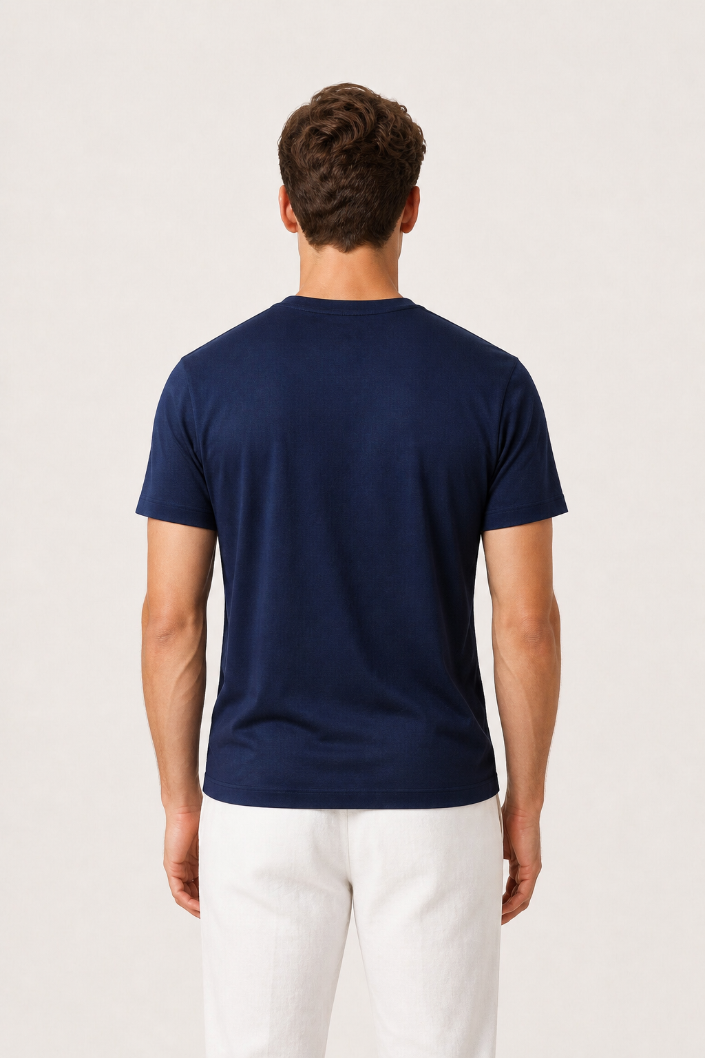 Alessio | Camiseta de Algodón Mercerizado Azul Marino
