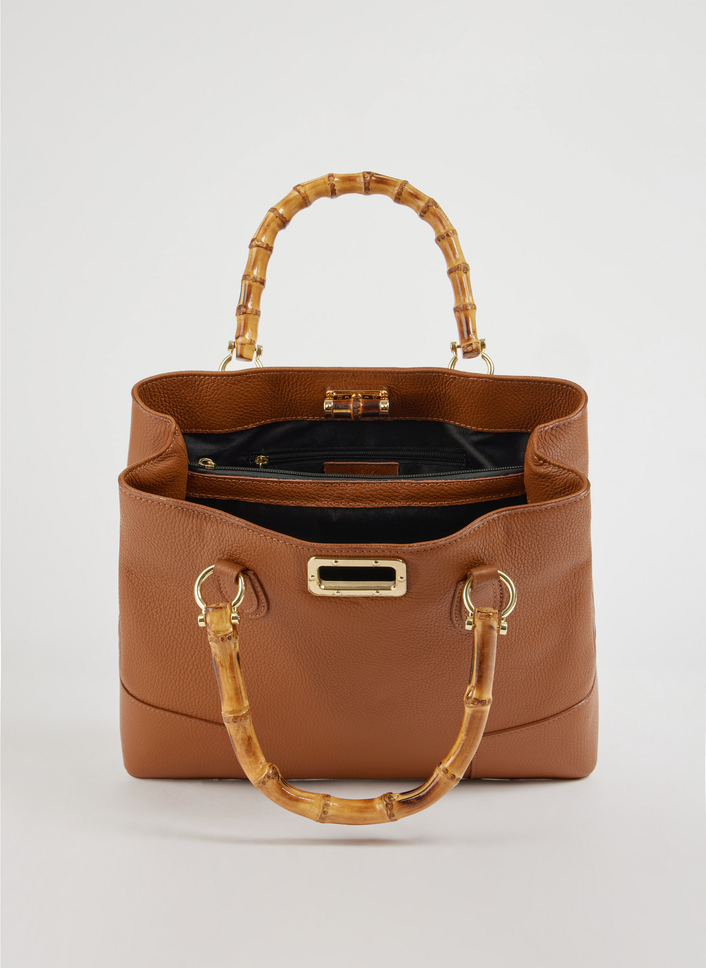 BOLSO DE ANTE CON ASA DE BAMBÚ