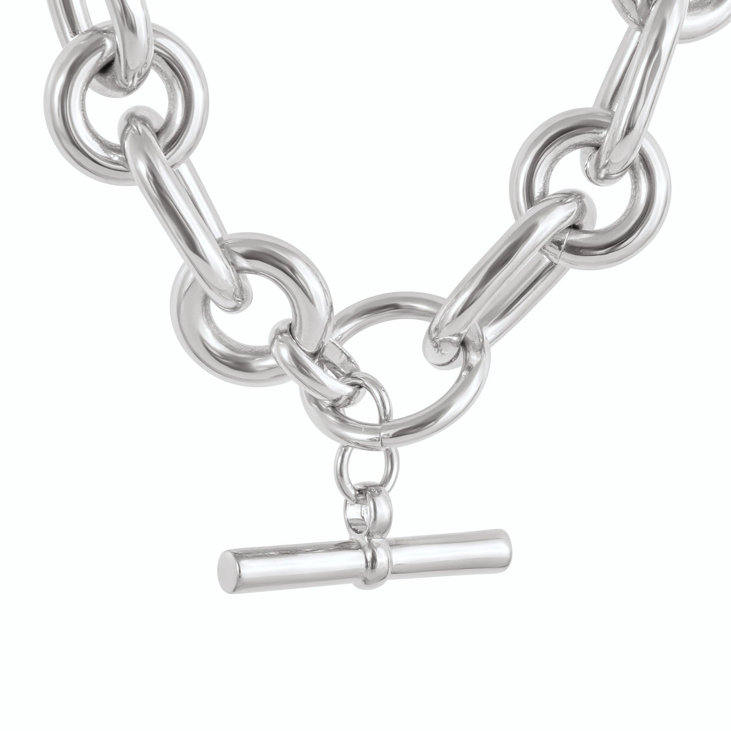 LARGE SILVER MIXED LINK CHAIN NECKLACE