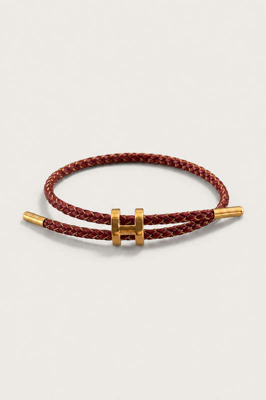 Aurea | Pulsera Trenzada Burdeos y Dorada