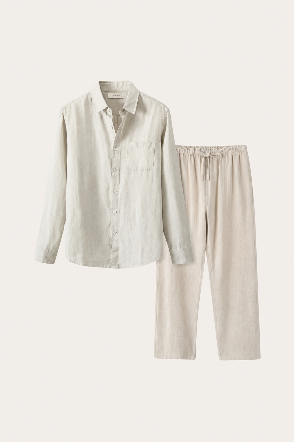 Pisa | Conjunto de Lino de Manga Larga — Beige/Beige