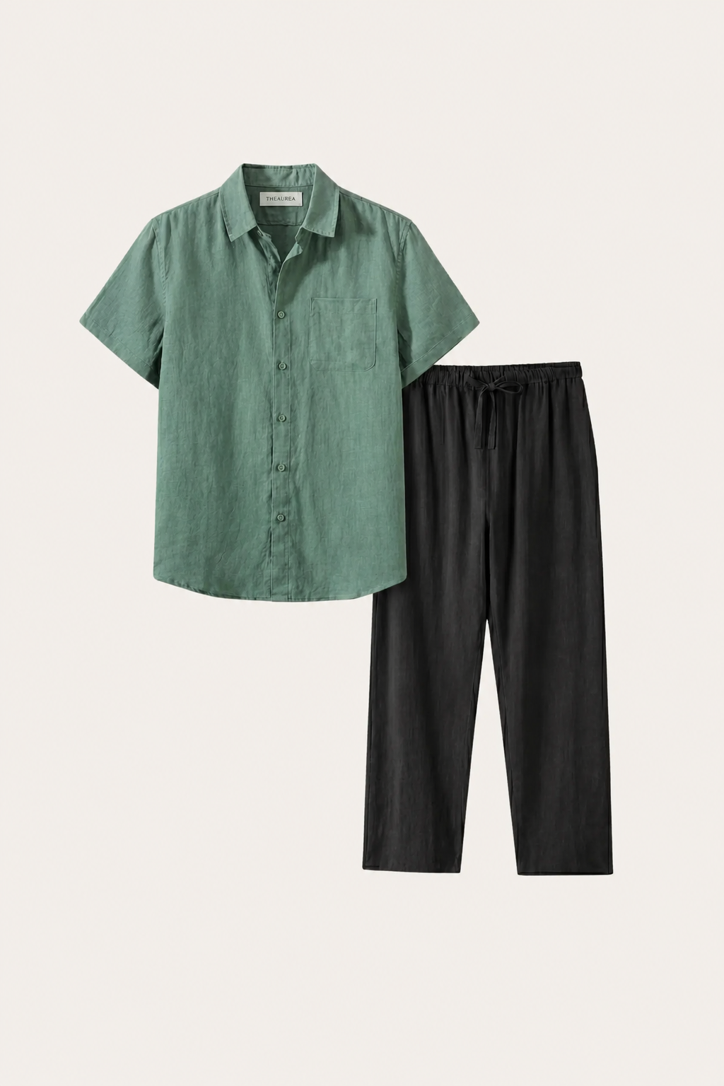 Trento | Conjunto de Lino — Verde/Negro