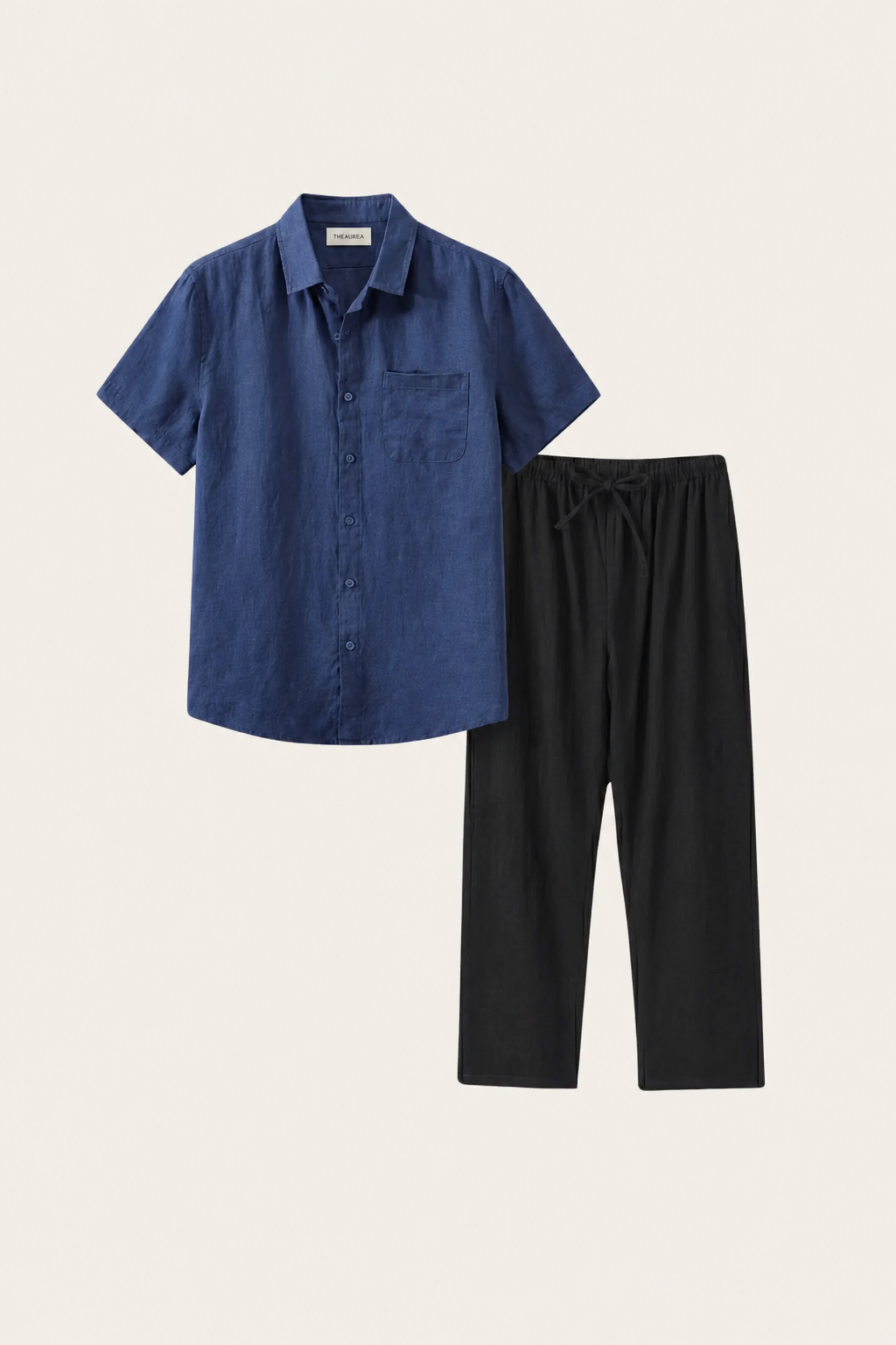 Trento | Conjunto de Lino — Azul/Negro