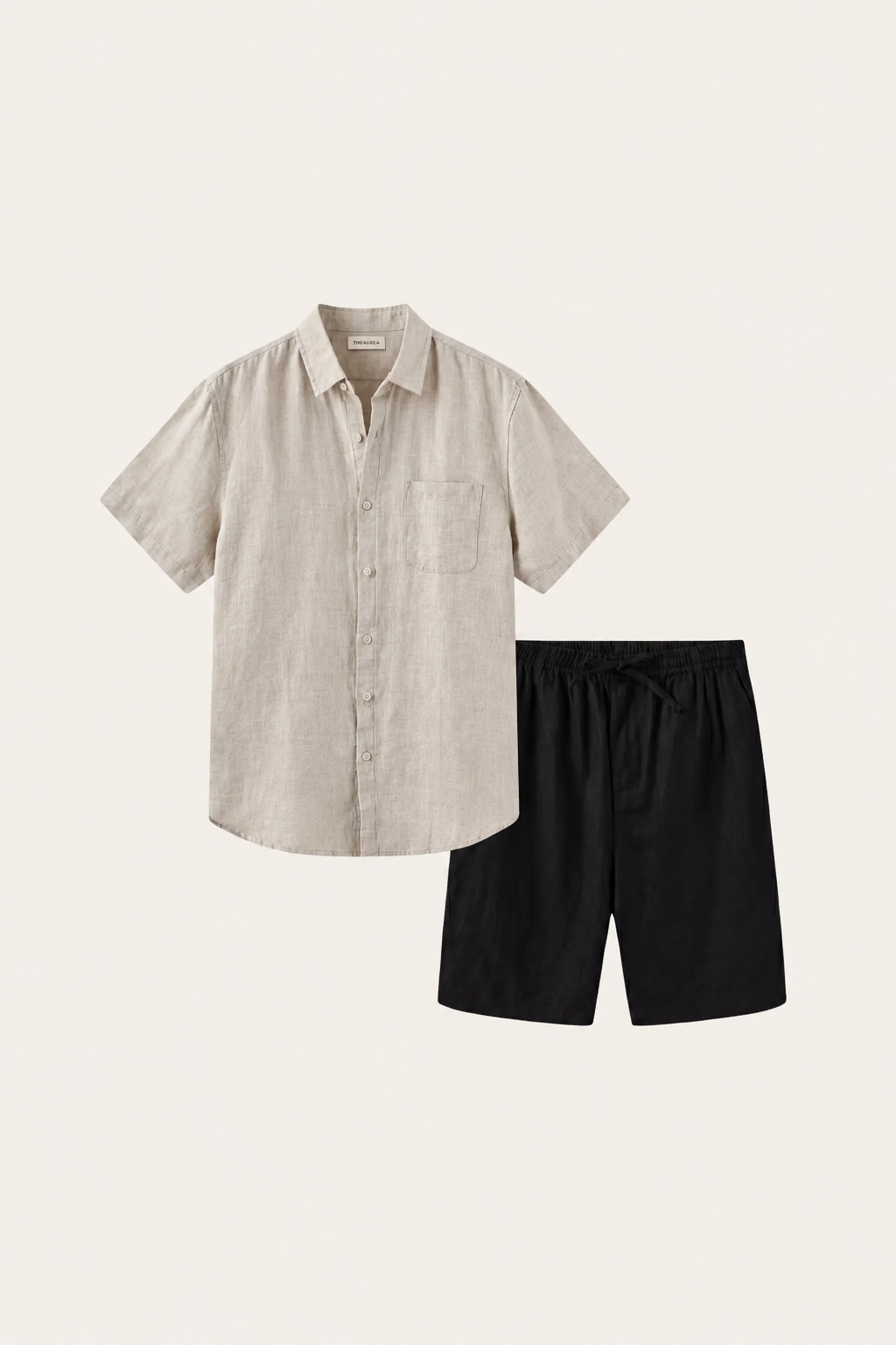 Verona | Camisa de Lino y Pantalón Corto — Beige/Negro