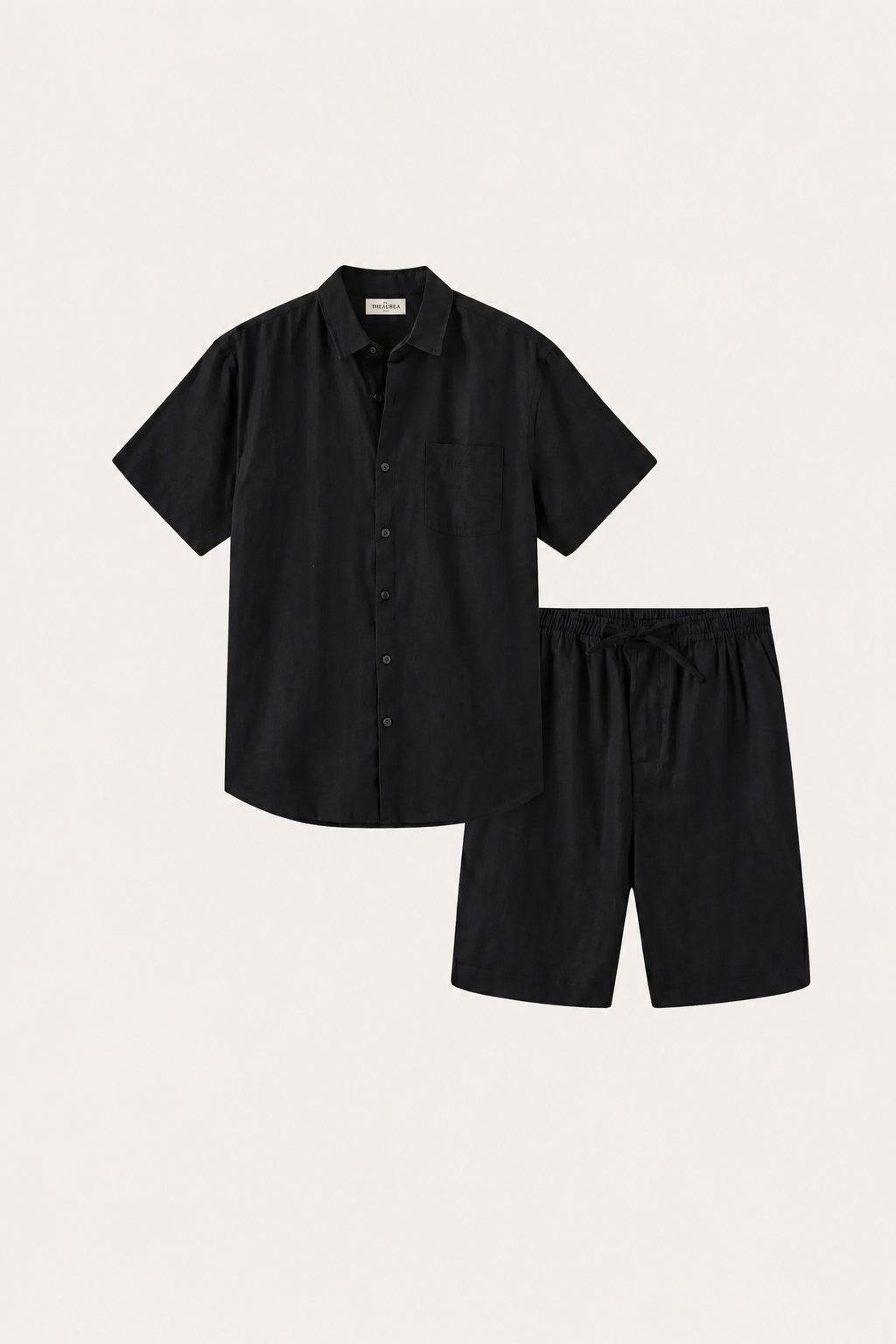 Verona | Camisa de Lino y Pantalón Corto — Negro