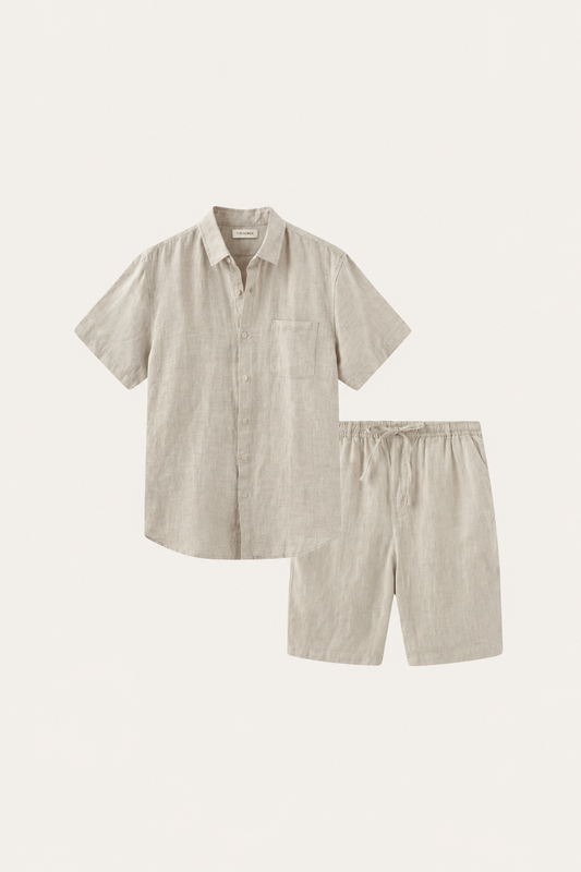 Verona | Camisa de Lino y Pantalón Corto — Beige