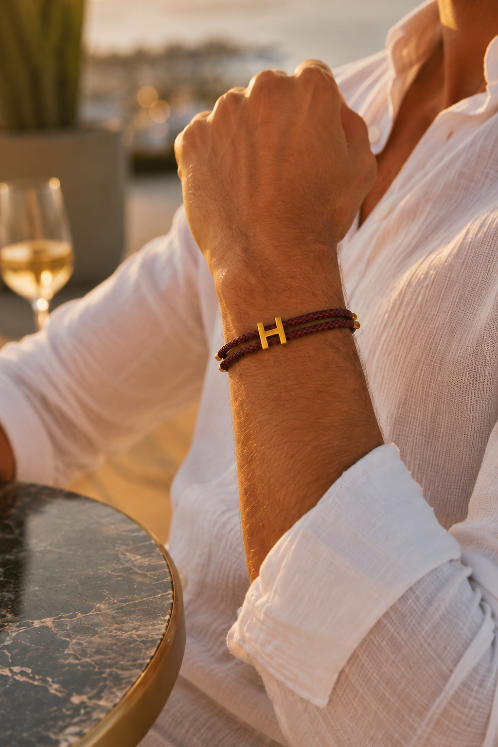 Aurea | Pulsera Trenzada Burdeos y Dorada