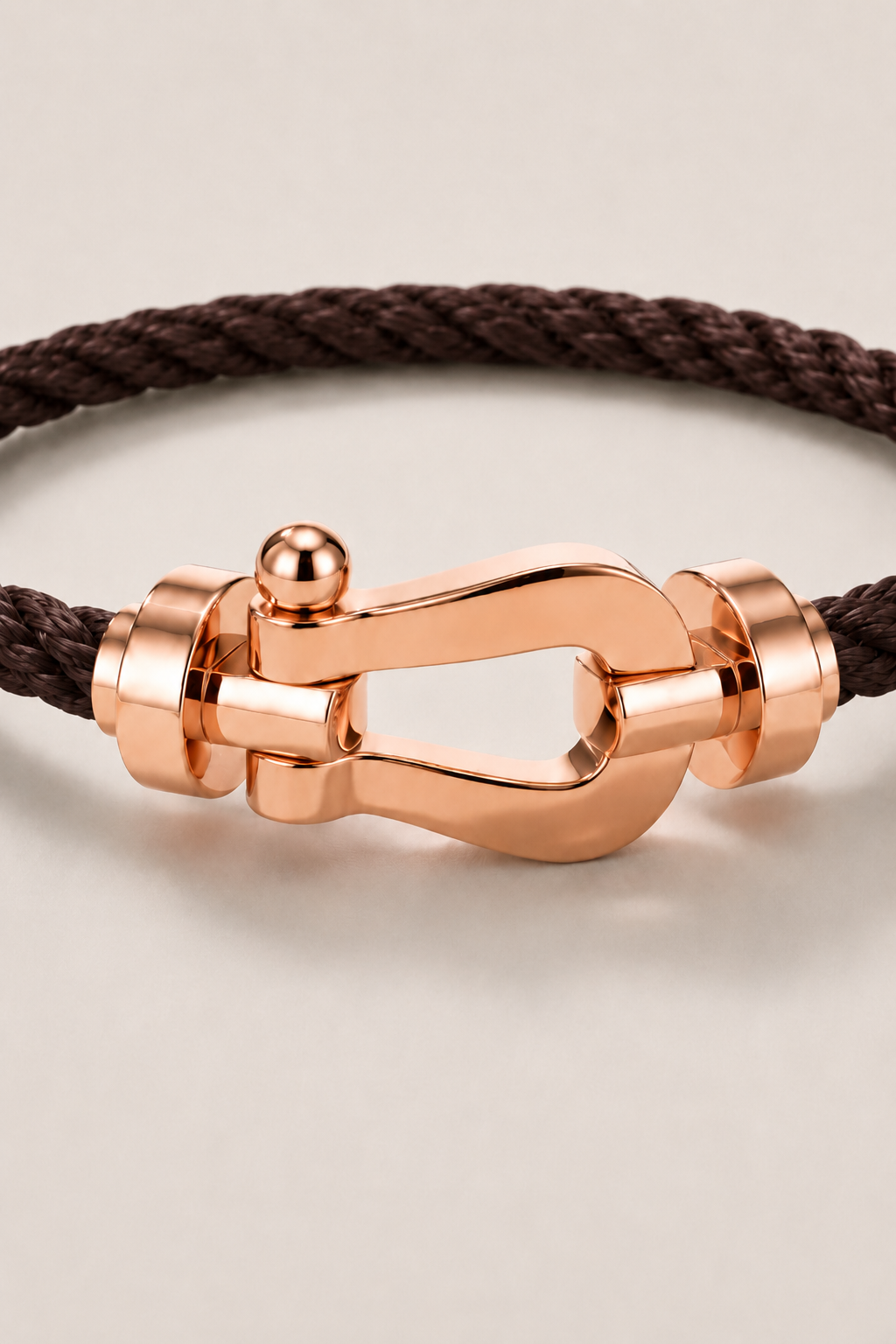Aurelio | Pulsera Náutica Marrón Oscuro y Oro Rosa