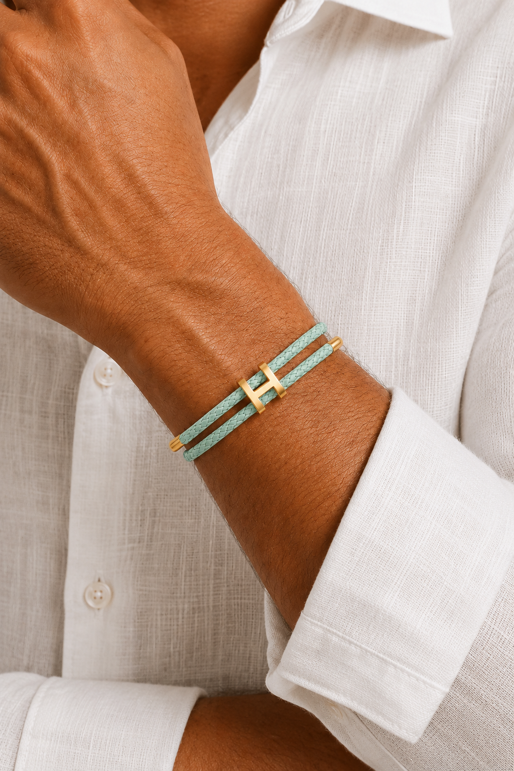Aurea | Pulsera Trenzada Menta y Dorada