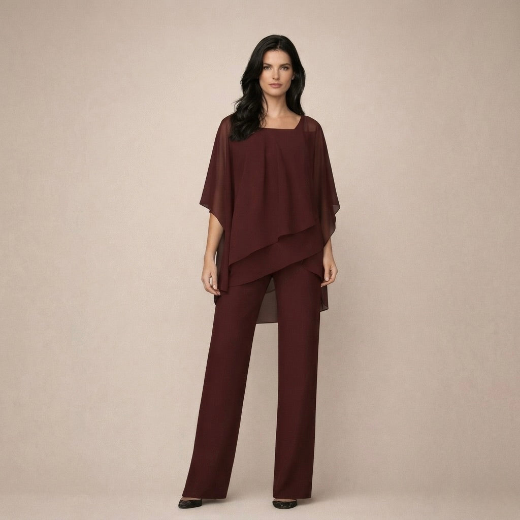 Conjunto Elegante con Blusa de Volantes