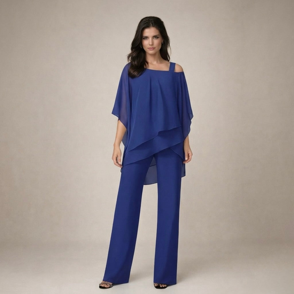 Conjunto Elegante con Blusa de Volantes