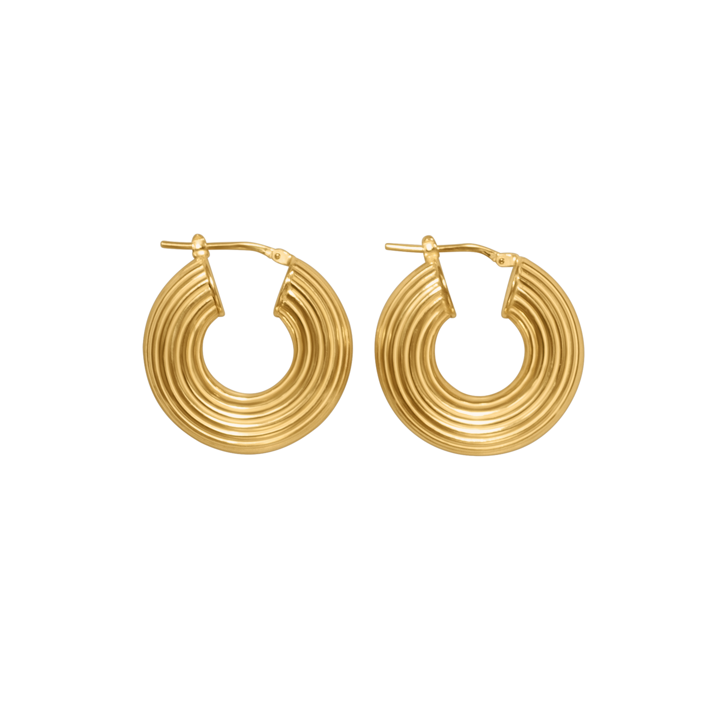 GOLD RIBBED HOOP EARRINGS
