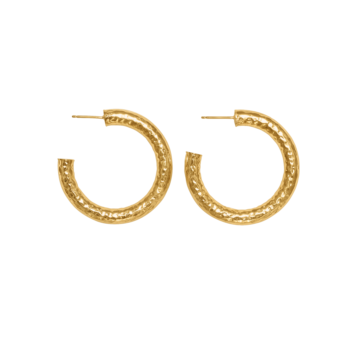 SMALL HAMMERED GOLD HOOP EARRINGS