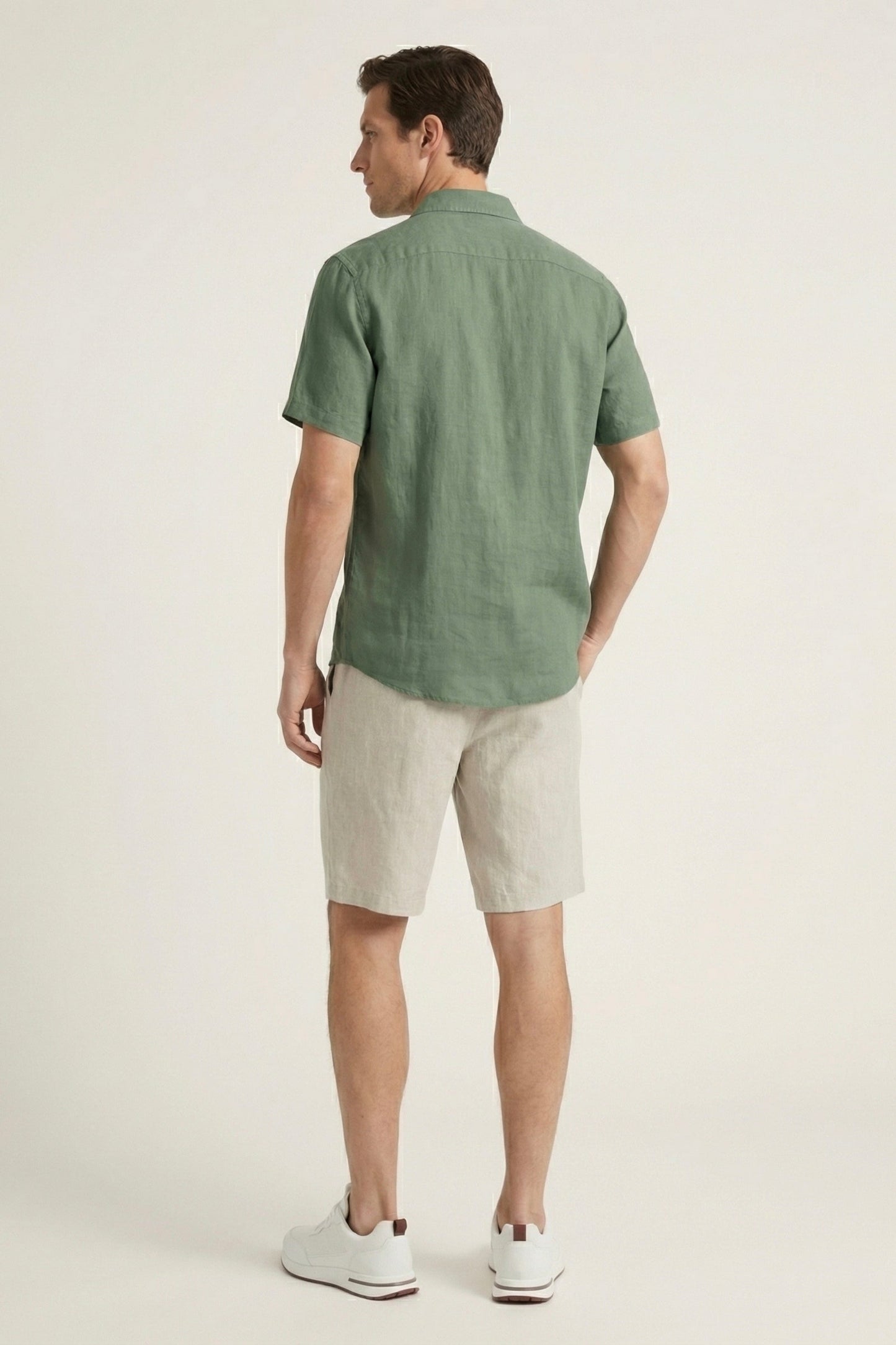 Verona | Camisa de Lino y Pantalón Corto — Verde/Beige