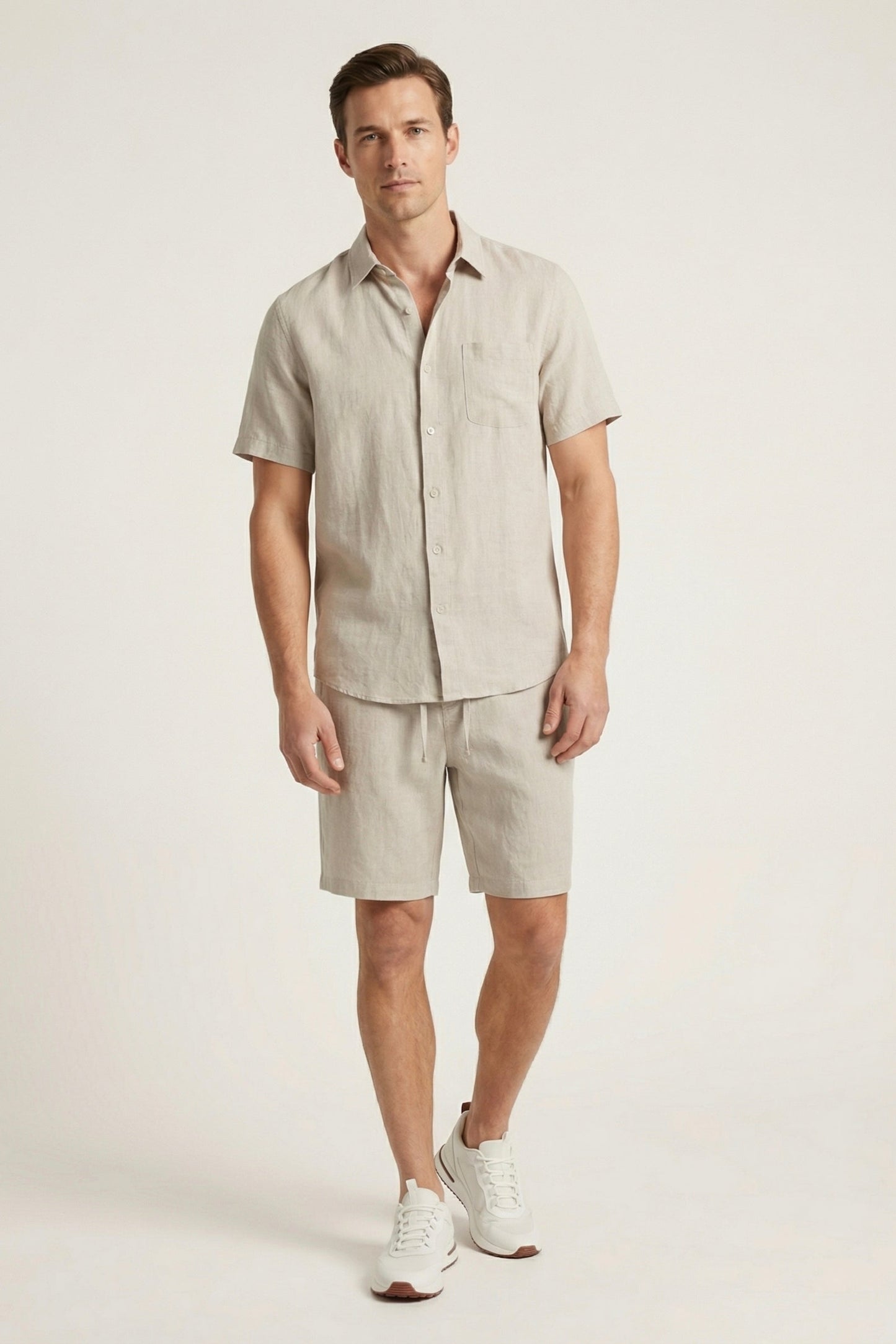 Verona | Camisa de Lino y Pantalón Corto — Beige